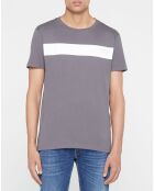 T-Shirt bande large gris