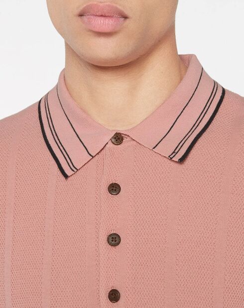 Polo Regular Fit en maille rétro rose