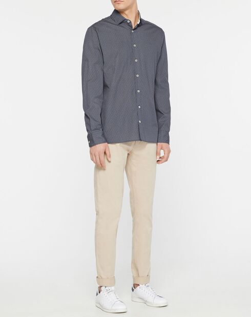 Chemise Slim Fit à imprimé fantaisie bleu foncé