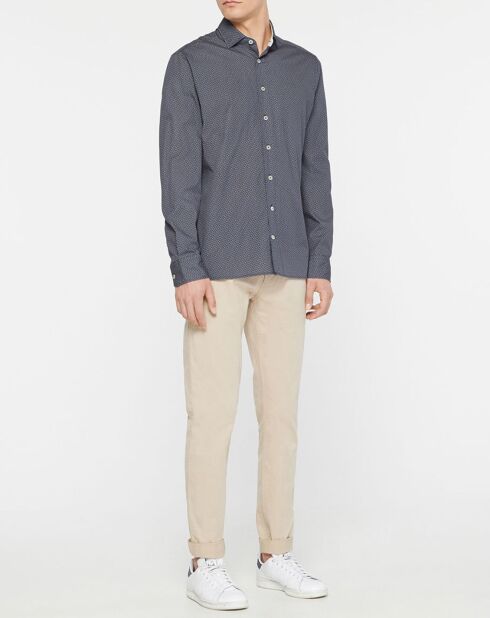 Chemise Slim Fit à imprimé fantaisie bleu foncé