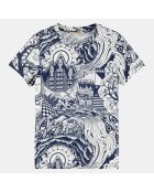 T-Shirt en Coton imprimé bleu