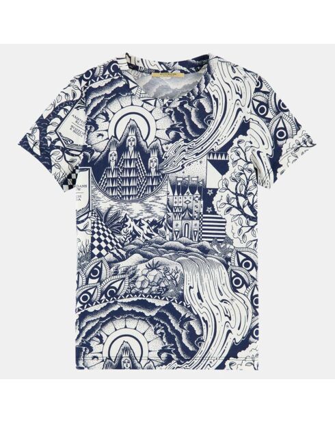 T-Shirt en Coton imprimé bleu