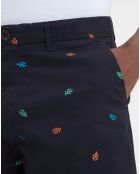 Bermuda chino Slim Fit Pima brodé bleu marine