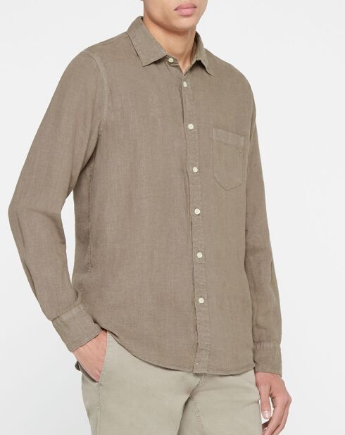 Chemise 100% Lin Regular Fit marron