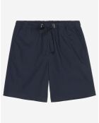 Short popeline taille élastique bleu marine