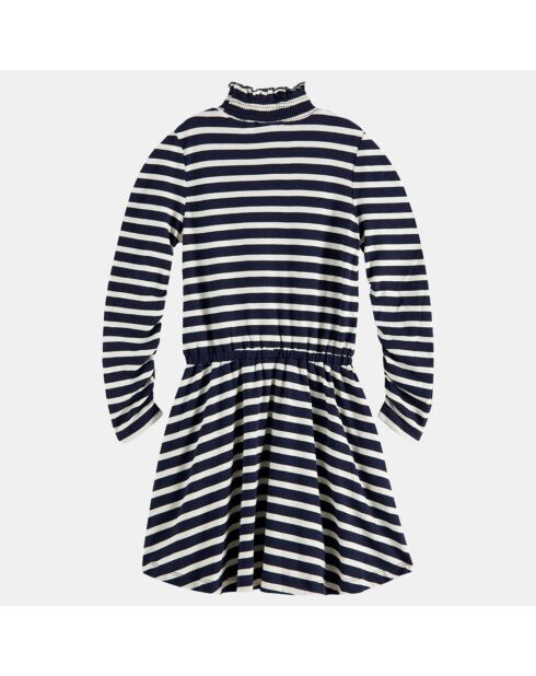 Robe manches longues marinière bleu/blanc