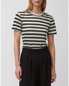T-Shirt 100% Lin rayé marine/blanc
