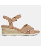 Sandales en Velours de Cuir Ischia beiges - Talon 5,5 cm