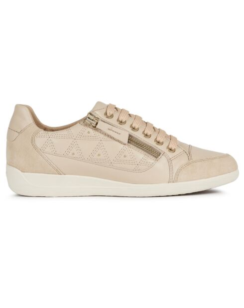 Sneakers en Cuir & Velours de Cuir Myria beiges