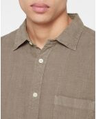 Chemise 100% Lin Regular Fit marron