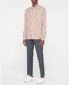 Chemise Regular Fit Baton à rayures blanc/marron