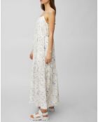 Robe extra longe à bretelle imprimée blanche