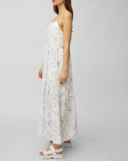 Robe extra longe à bretelle imprimée blanche
