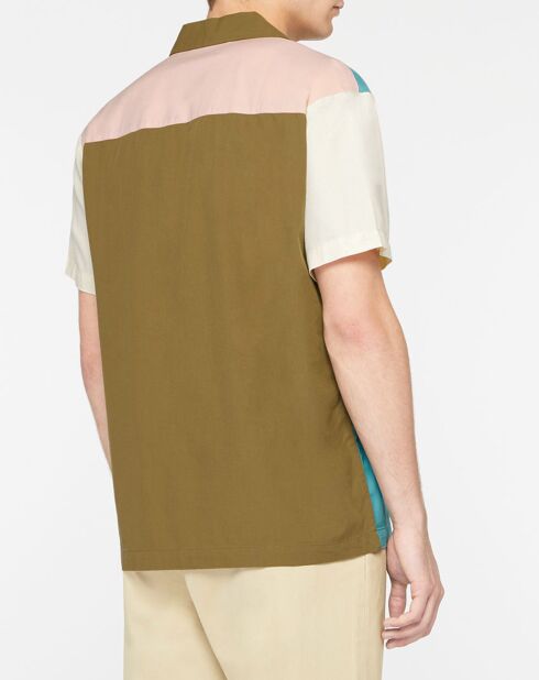 Camisa de corte regular multicolor con bloques de colores