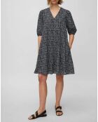 Robe print paisley bleu/blanc