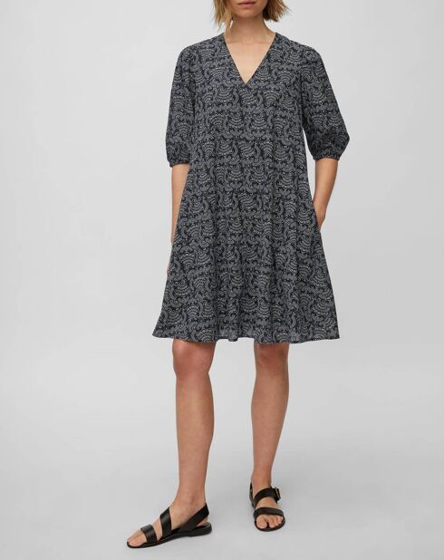 Robe print paisley bleu/blanc