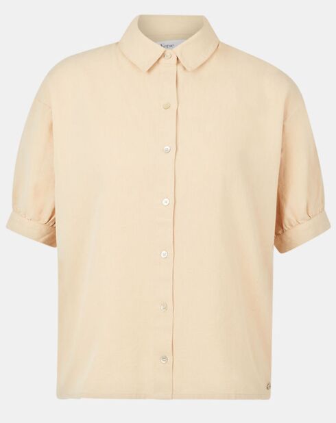 Gladys beiges gerades Hemd aus einer Leinenmischung