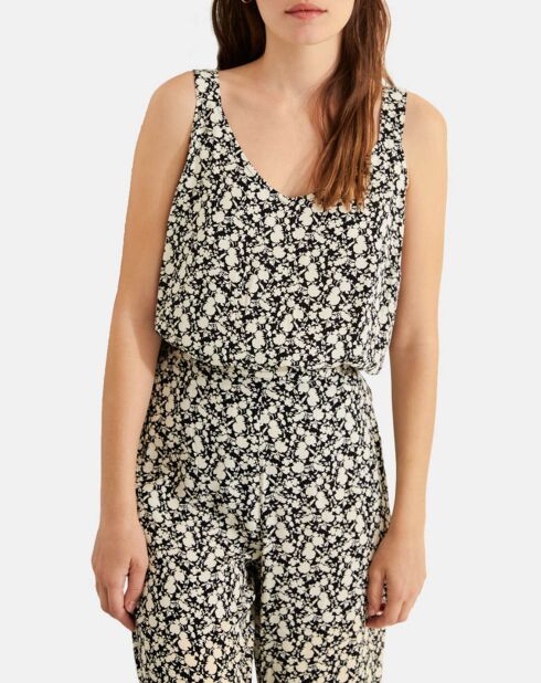 Sandra schwarz/weißes Top mit Blumenmuster