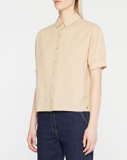 Gladys beiges gerades Hemd aus einer Leinenmischung