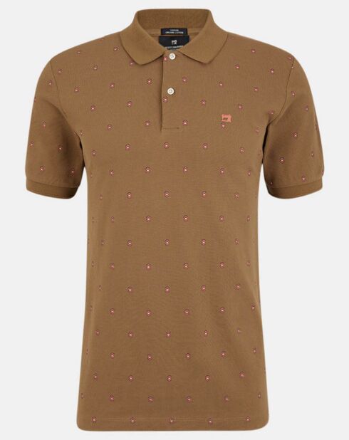 Polo en Coton bio Regular Fit imprimé fantaisie marron clair