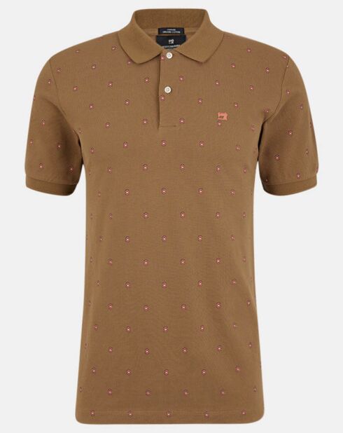 Polo en Coton bio Regular Fit imprimé fantaisie marron clair
