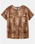 T-Shirt print corail marron