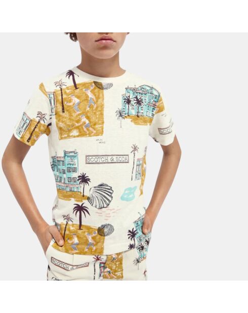 Camiseta multicolor con estampado veraniego