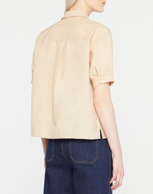 Gladys beiges gerades Hemd aus einer Leinenmischung