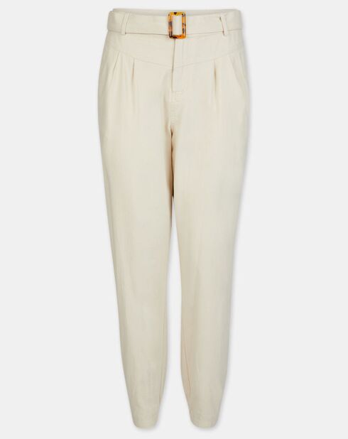 Sophie beige rechte broek met riem