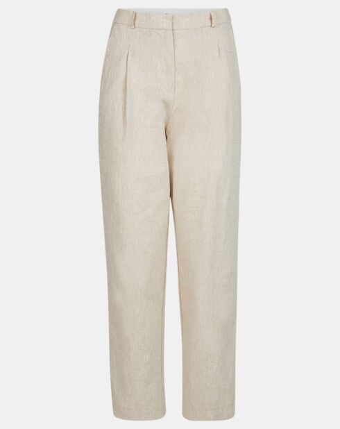 Beige broek van linnenmix Aurélie
