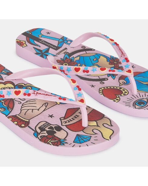 Igual Tattoo gerecyclede roze/veelkleurige teenslippers