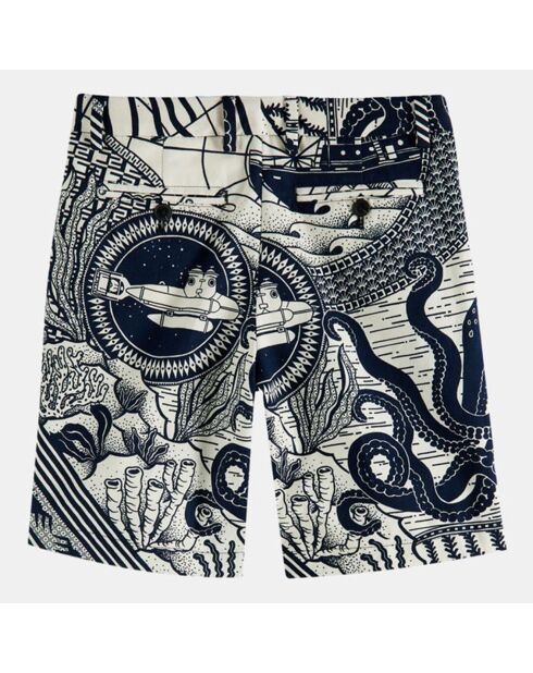 Short chino allover bleu/blanc