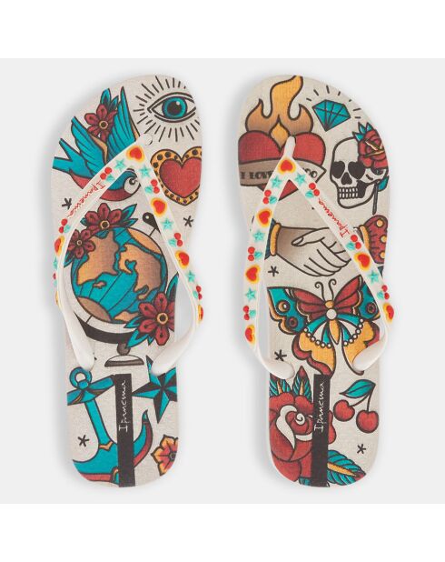 Infradito Igual Tattoo in materiale riciclato beige/multicolore