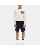 Short requin brodé bleu marine