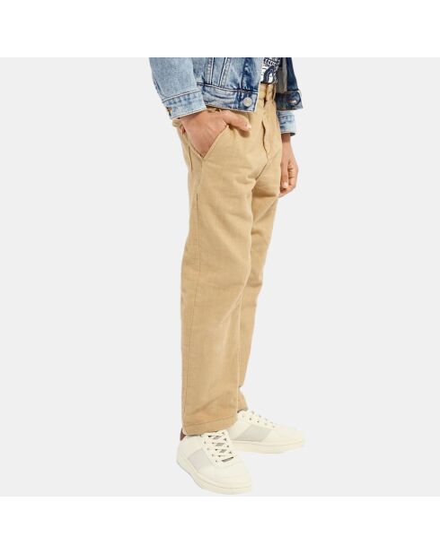 Pantalon chino en Lin & Coton marron clair