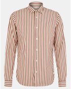 Chemise Regular Fit Baton à rayures blanc/marron