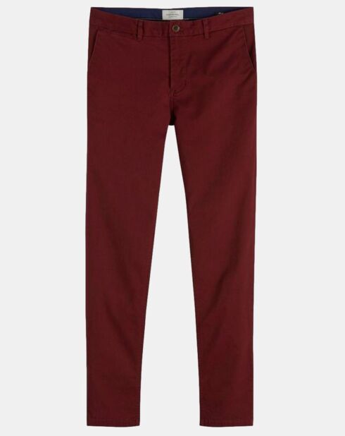 Pantalon chino Slim Fit Stuart uni stretch bordeaux