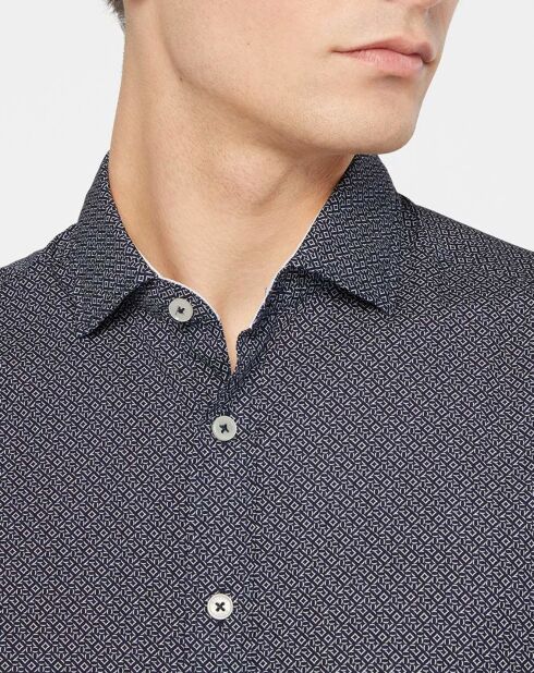 Chemise Slim Fit à imprimé fantaisie bleu foncé