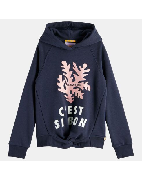 Sweat à capuche corail bleu marine