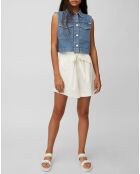 Veste en jean sans manches bleu moyen