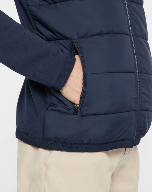 Blouson matelassé col montant bleu