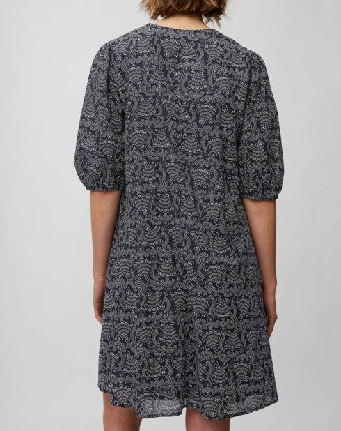 Robe print paisley bleu/blanc