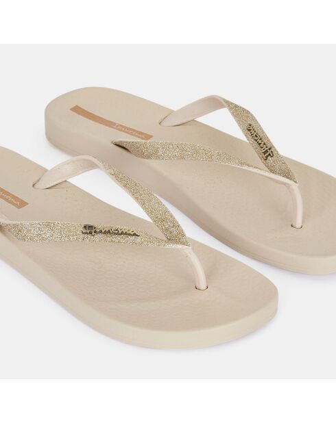 Beige/gouden teenslippers van Lolita