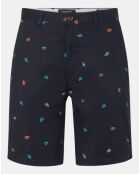 Bermuda chino Slim Fit Pima brodé bleu marine