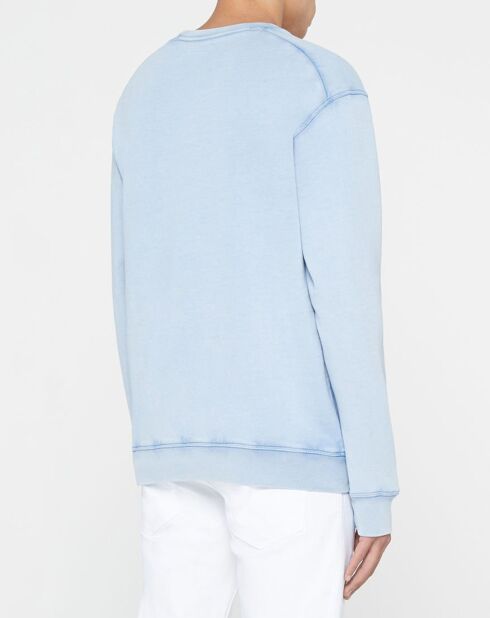 Sweat 100% Coton Bio logo central bleu ciel