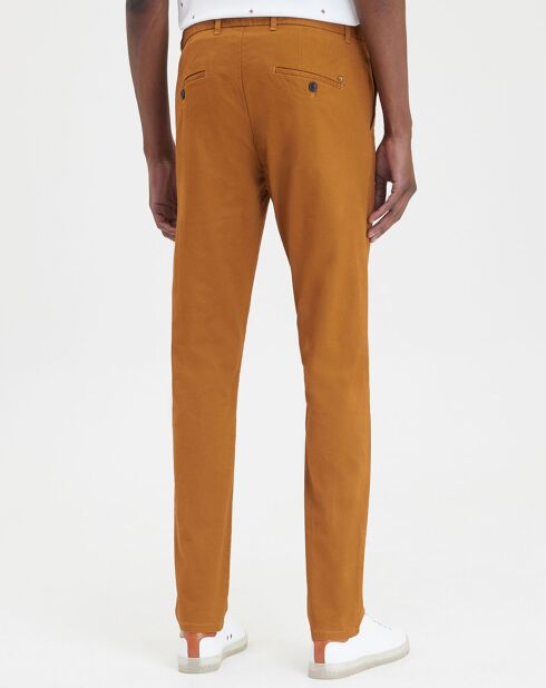 Pantalon chino en Coton Bio Slim Fit marron
