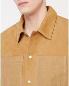 Blouson en peau suédine beige