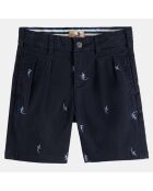 Short requin brodé bleu marine