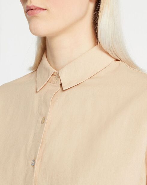 Gladys beiges gerades Hemd aus einer Leinenmischung