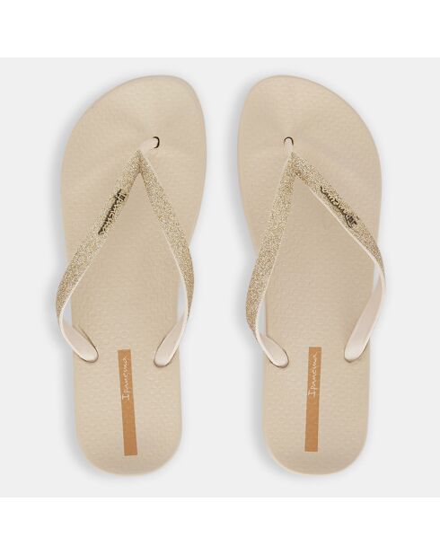Beige/gouden teenslippers van Lolita